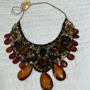 Roberta Freymann sequin crystal gemstone bib necklace. One of a kind!
